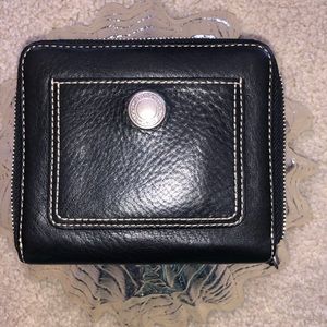 Coach black leather square wallet